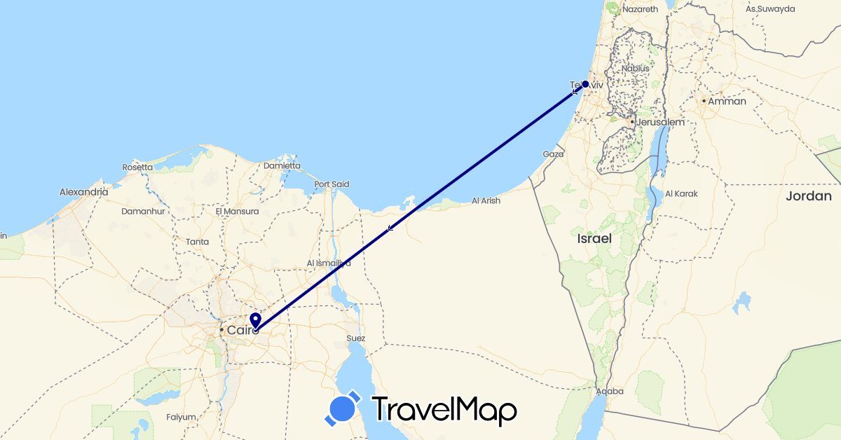TravelMap itinerary: driving in Egypt, Israel (Africa, Asia)